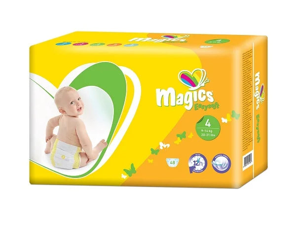 Scutece Magics Easysoft Mărime 4 Maxi, 9-14 kg, 3x48 bucăți