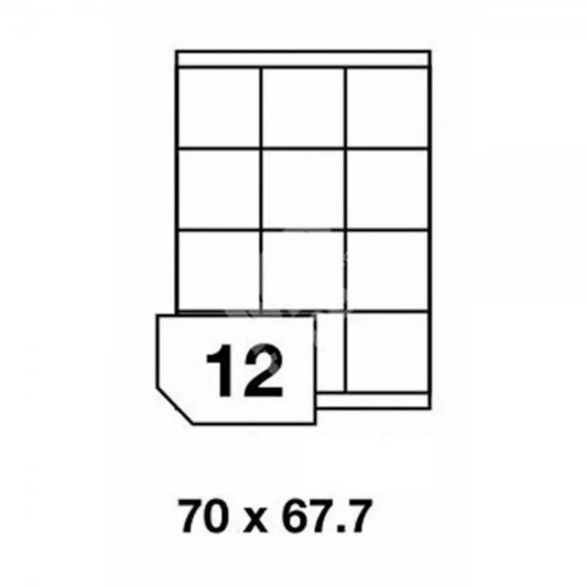 Etichete albe autoadezive Bluering 12/A4, 70 x 67.7 mm, 100 coli/top