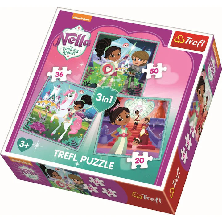 Puzzle Trefl 3 in 1, Nella Printesa Cavaler, 20/36/50 piese