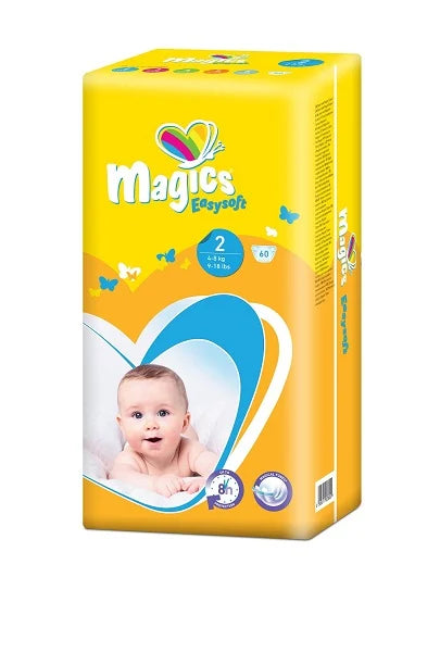 Scutece Magics Copii Easysoft Mărime 2 Mini, 4-8 kg, 60 bucăți