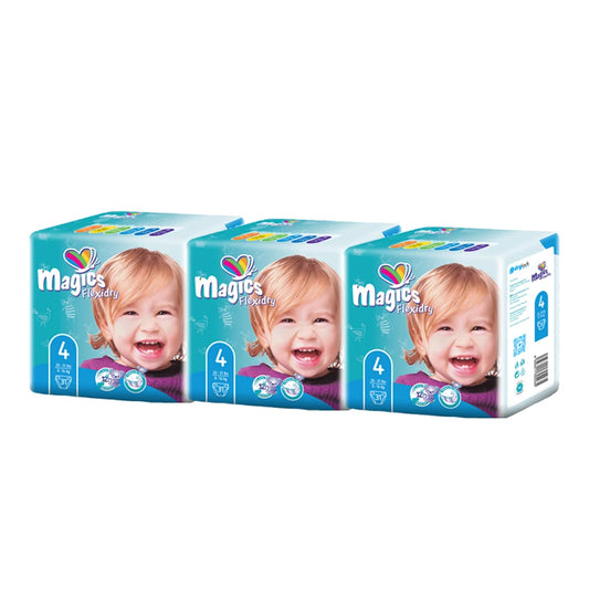 Set Scutece Magics Flexidry Mărime 4 Maxi, 9-14 kg, 3x31 bucăți